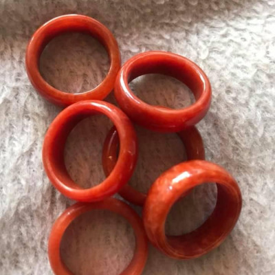 NHẪN ĐÁ CẨM THẠCH MÀU ĐỎ ĐẸP NI NHẪN 17MM HỢP MỆNH HỎA THỔ