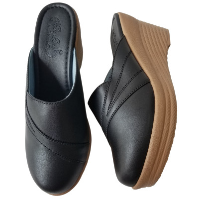 Dép Đế Xuồng Nữ BIGBEN Da Bò Thật Cao 7 Phân DX57