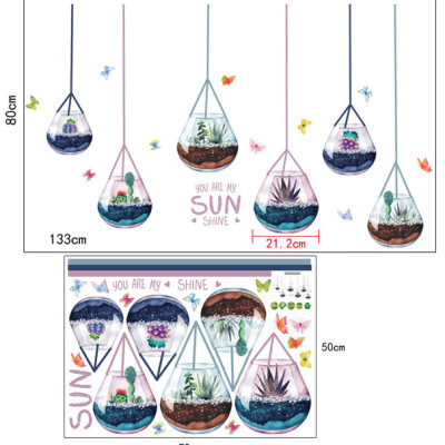 Decal dán tường dán kính trang trí Giở Hoa Xương Rồng SK7119