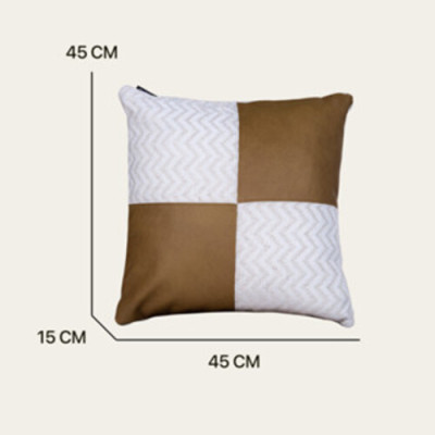 Gối sofa tựa lưng hình vuông cao cấp, kết hợp da bò thật và vải DVQ6008M | REEKO