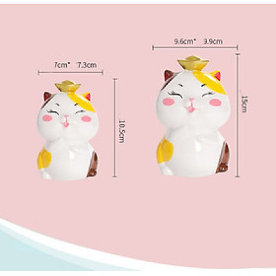 Ống Tiết Kiệm Mô hình Mèo Gốm Sứ Trang Trí_ Hàng Chính Hãng