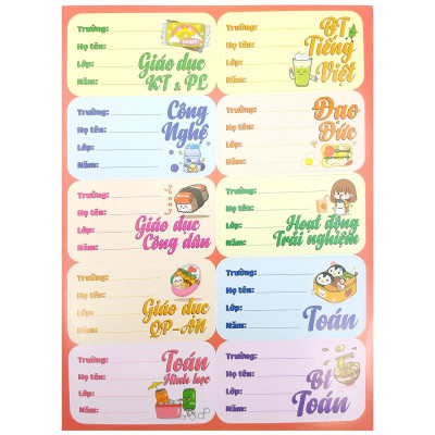 Bộ 3 Sticker Nhãn Vở Môn Học - Teenage NV-03