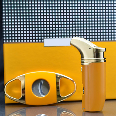 Bộ Set Phụ Kiện 2 Món  HB-422 Gồm Vỏ Hột Quẹt Bật Lửa Khò 2 Tia Đa Năng + Cắt Thiết Kế Sang Trọng Cao Cấp