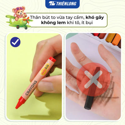 Bút sáp 12/18 màu Thiên Long Colokit - Màu sắc tươi sáng Phủ đều màu Bền màu
