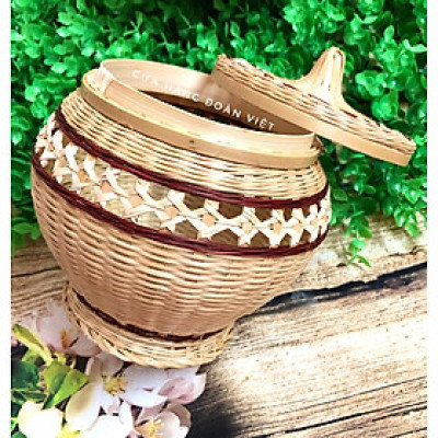 Hộp Tre Xinh - Cơi Tre Bông Có Nắp 10 * 12cm. Chuyên phục vụ Sp Gia dụng, Khuôn làm bánh, Dụng cụ học Sinh, Nhà hàng, Qu