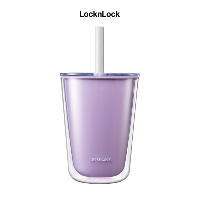 Ly nhựa 2 lớp LocknLock Bubble Tea Cold Cup màu tím HAP529VOL 720ml, Hàng chính hãng, kèm ống hút trân châu - JoyMall