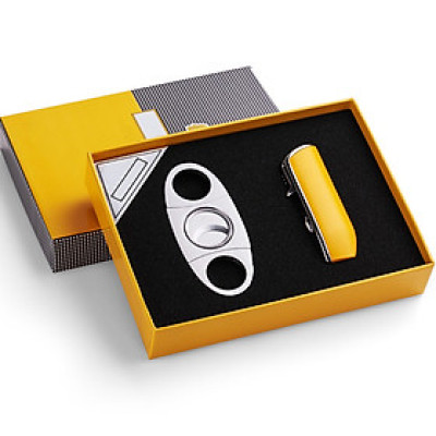 Bộ Set Phụ Kiện 2 Món HB-528 Gồm Vỏ Hột Quẹt Bật Lửa Gas Khò 3 Tia Mạnh Mẽ + Cắt Sắc Bén - Nhiều Màu