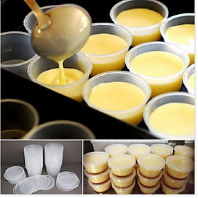 Bộ 50 khuôn bánh flan hình tròn có nắp đậy