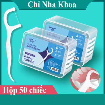 Phụ kiện nhà bếp phòng ăn - Set  hộp 50 cây tăm chỉ nha khoa ,an toàn dễ sử dụng