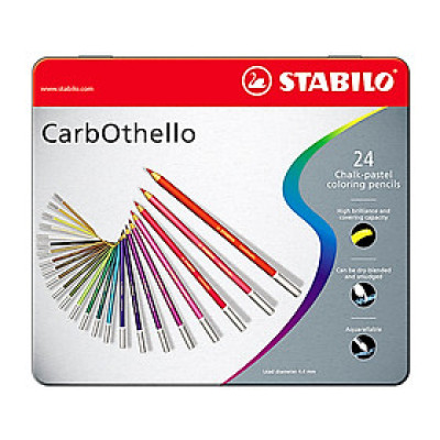 Combo bút chì màu đa năng STABILO Carbothello 24 màu - Hộp thiếc 24 màu + Tuyển tập tô màu SVCB (CLC1424MB)