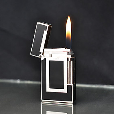 Vỏ Hột Quẹt Bật Lửa Upon D151T Họa Tiết Sơn Mài Đen Ô Vuông Bạc Đẹp Lạ - Dùng Gas Đá Cao Cấp