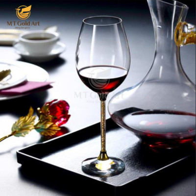 Bộ ly pha lê dát vàng18K MT Gold Art- Hàng chính hãng, trang trí nhà cửa, quà tặng dành cho sếp, đối tác, khách hàng.