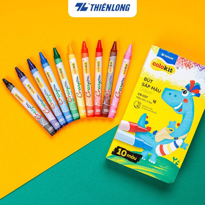 Sáp 10 màu Thiên Long Colokit CR-C07 Crayon hộp nhựa