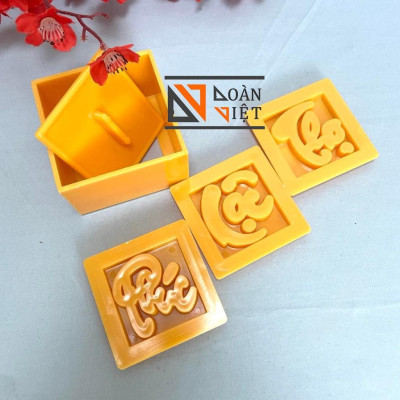 [BỘ 3 MẶT KHUÔN] Khuôn VUÔNG NHẤN XÔI sắc nét - Bộ 3 hình PHÚC LỘC THỌ 8cm - NHỰA VIỆT NAM, ATSK. . Chuyên phục vụ Sp Gi