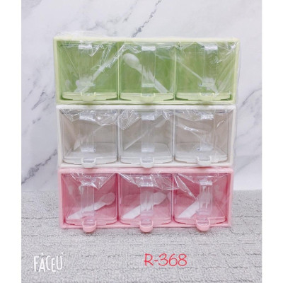 Bộ 4 hũ đựng gia vị 1 tầng bằng nhựa cao cấp có khay đỡ ( giao màu ngẫu nhiên )