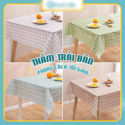 Khăn Trải Bàn In Hoa Văn Sọc Caro  180cm  x 140cm – Trang Trí Không Gian Bếp Thanh Lịch & Hiện Đại