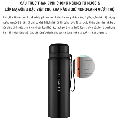 Bình Giữ Nhiệt Bằng Thép Không Gỉ Lock&Lock Vacuum Bottle LHC6180SLV (800ML)