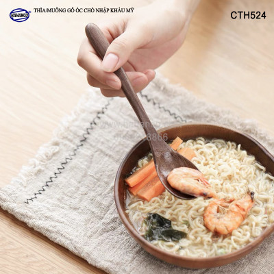 Thìa/Muỗng ăn súp gỗ Óc Chó (17cm) CTH524 - Phụ kiện thìa gỗ vừa sử dụng chụp ảnh hoặc decor trang trí cho nhà hàng, món ăn