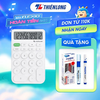 Máy tính cầm tay văn phòng để bàn Thiên Long Flexio - máy tính mini 12 số, phù hợp tính toán, bảo hành chính hãng
