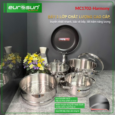 BỘ NỒI INOX EUROSUN MC1702-HARMONY - HÀNG CHÍNH HÃNG 
