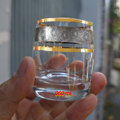 Bộ 6 ly uống rượu mạnh Tiệp khắc mạ platin vàng 24% 060 ml