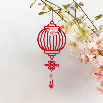 Bộ 11 dây treo trang trí Tết, phụ kiện handmade bằng gỗ sơn đỏ sang trọng , treo Mai, Đào, Lan- COMBO MIX11