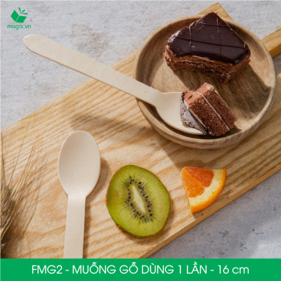 FMG2 - Combo 200 Muỗng gỗ ngắn 16 cm dùng 1 lần - Thìa gỗ ngắn dùng 1 lần tiện lợi thân thiện môi trường