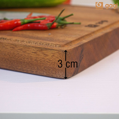 Thớt Gỗ Xoan Đào Cao Cấp GAGI Mã GC11 To Dày, Có Rảnh Thu Nước, Thiết Kế Thông Minh Tích Hợp Đá Mài Và Khe Cắm Điện Thoại, Móc Treo Tiện Lợi - Hàng Chính Hãng