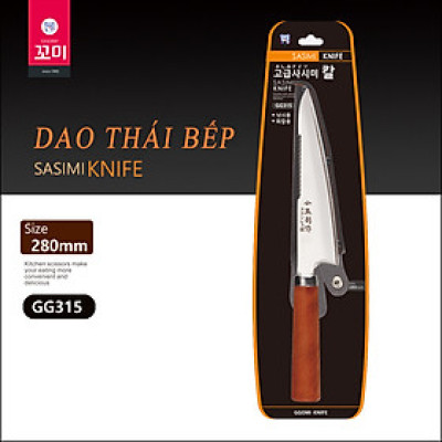 [HÀNG CHÍNH HÃNG] Dao thái Sasimi GGOMi Hàn Quốc GG315 dài 28cm, lưỡi 26cm bằng thép không gỉ, cắt, thái, lọc vảy cá