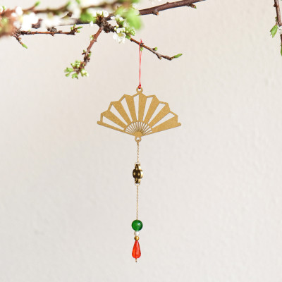 Bộ 12 dây phụ kiện handmade treo Tết trang trí cây mai đào, mix màu vàng đỏ MIX12