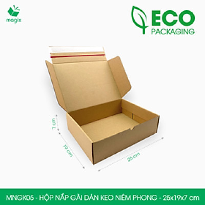 MNGK05 - 25x19x7cm - COMBO 20 HỘP CARTON NẮP GÀI HÔNG CÓ KEO NIÊM PHONG - THÙNG HỘP CARTON ĐÓNG HÀNG