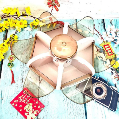 Hộp mứt Tết, Khay Đựng Mứt Xoay 6 Cánh - Nhựa C.Lượng, Dày, Sang Trọng. Chuyên phục vụ Sp Gia dụng, Khuôn làm bánh, Dụng