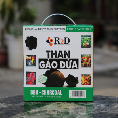 Than nướng không khói làm từ Gáo dừa chính hãng R2D hộp 2Kg an toàn cho người dùng