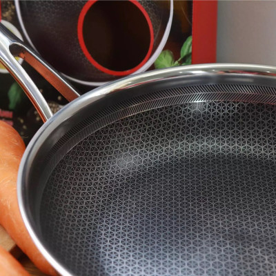 Chảo Blackcube inox 3 lớp chống dính đáy từ KimsCook cao cấp chống trầy 26cm, dùng được tất cả các loại bếp / Induction 