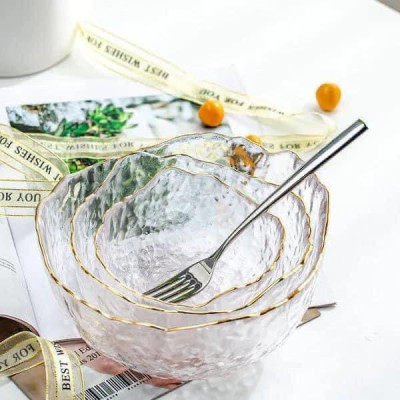 BỘ 3 BÁT THỦY TINH ĂN SALAD HOA QUẢ 3 SIZE 3 size 13cm, 17cm, 20cm