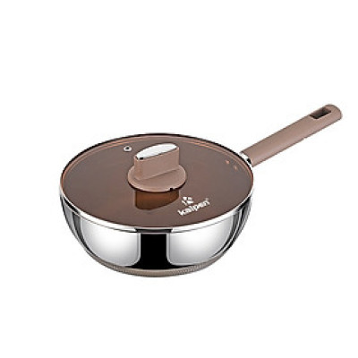 Chảo Inox 316 liền khối 7 lớp phủ chống dính Nano Titanium Shield Kalpen size 20cm,24cm,26cm,28cm đáy từ - Hàng chính hãng