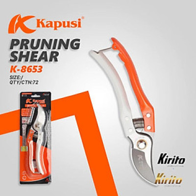 Kéo tỉa cây Nhật Bản Kapusi cao cấp trắng cam thép SK5, cấu tạo lò xo đặc biệt cỡ 8 inch