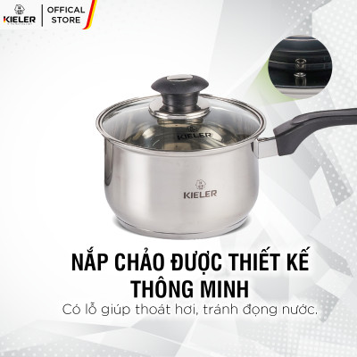 Chảo sốt có nắp cao cấp KIELER đáy từ 16cm nấu nhanh, tiết kiệm điện, có 2 lớp chống dính Whitford RW1222-C16
