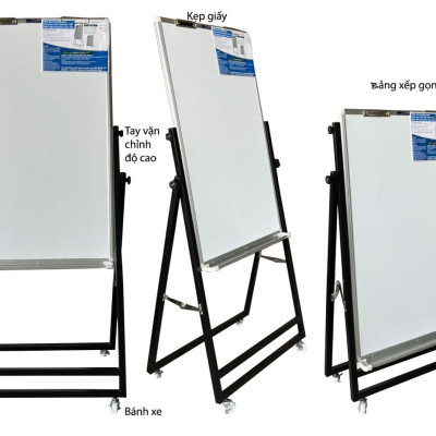 Bảng Flipchart sơn tĩnh điện màu đen 80x120cm-Mặt bảng trắng không ô ly-bảng giá rẻ BAVICO 