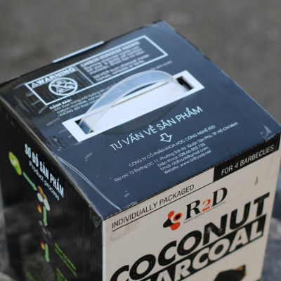 Combo 3 hộp than không khói làm từ Gáo dừa chính hãng R2D dùng cho tiệc nướng BBQ (tổng 7 kg than) an toàn cho sức khoẻ