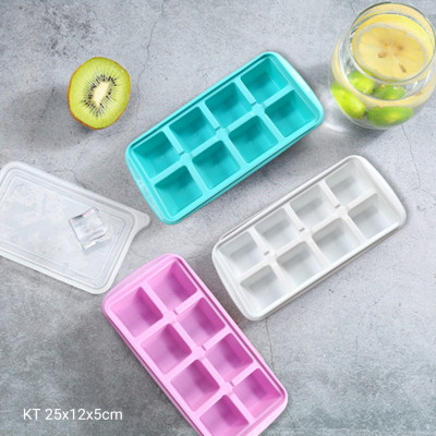 COMBO 3 Vỉ đá, Khay làm đá, Khay đựng đồ ăn dặm có nắp loại 8 viên 