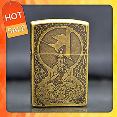Vỏ Hột Quẹt Bật Lửa Xăng Đá Zorro Z91235 Họa Tiết Phật May Mắn sang trọng - Dùng Xăng Bấc Đá