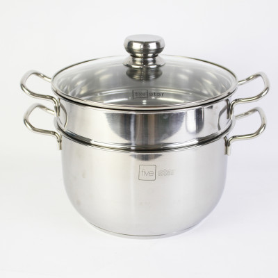 Bộ Nồi Inox và chảo Chống Dính 3 Đáy Inox 430 Cao Cấp Fivestar Standard 6 món bếp từ nắp kính , tặng 5 muỗng ăn