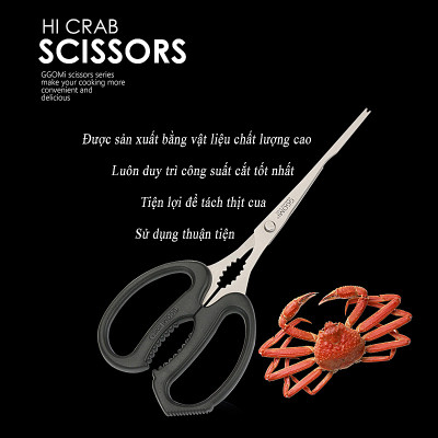 [HÀNG CHÍNH HÃNG]Kéo tách vỏ cua dài 20.5cm, lưỡi kéo dài 13.5cm bằng thép không gỉ an toàn của GGOMi Hàn Quốc GG134