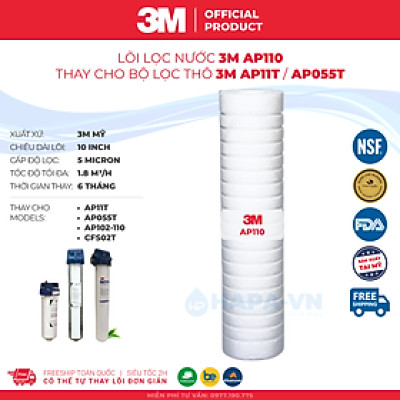 Lõi Lọc 3M AP110 RT20B16G20NN Thay Cho Bộ Lọc Thô 3M 10 inch 20 inch - Nhập Khẩu Mỹ, Hàng Chính Hãng 3M
