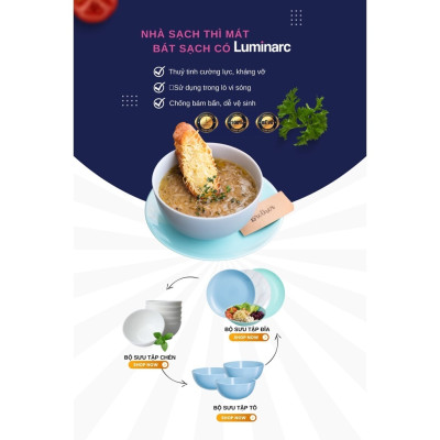 Tô Thủy Tinh Luminarc Diwali Trianon Trắng 18cm đựng thứ ăn, kháng vỡ, cường lực - Bộ 3 cái - N3651