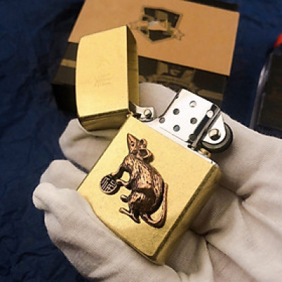 Vỏ Hột Quẹt Bật Lửa Xăng Đá Zorro Z91743 Họa Tiết Con Chuột - Dùng Xăng Bấc Đá Cao Cấp