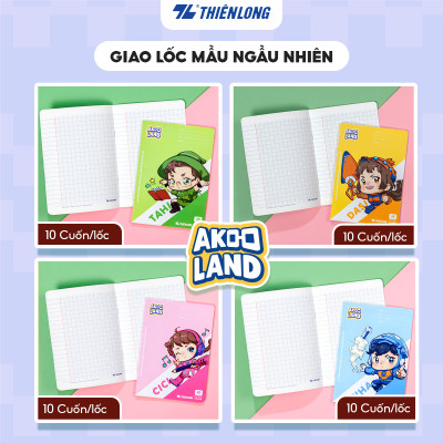 Tập học sinh 48 trang 4 ô ly vuông 2.5mm 100gsm Thiên Long - Akooland thế giới học cụ thần kỳ - Mẫu ngẫu nhiên