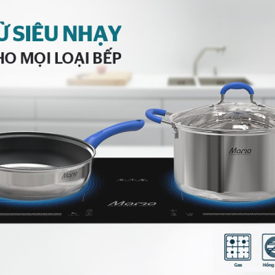 Bộ nồi chảo inox 5 đáy Sunhouse SHG509 - Hàng Chính Hãng