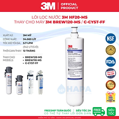 Lõi Lọc Nước 3M HF20-MS Thay Cho Máy Lọc Nước 3M BREW120-MS Hoặc C-CYST-FF - Nhập Khẩu Mỹ, Hàng Chính Hãng 3M